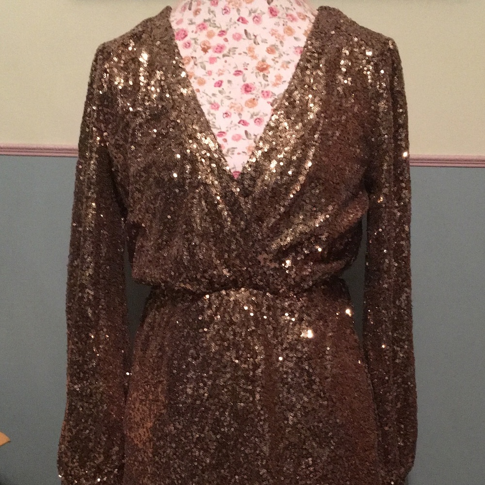 Gold sequin dress